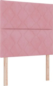 vidaXL Κρεβάτι box spring με στρώμα Ροζ 120 x 200 cm Βελούδο