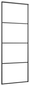 Συρόμενη Πόρτα Μαύρη 76 x 205 εκ. Γυαλί ESG/Αλουμίνιο - Μαύρο