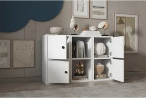 Stewehome Κονσόλα με τέσσερις πόρτες και ράφι Λευκό 97x30x65 cm
