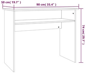 vidaXL Γραφείο Καπνιστή Δρυς 90 x 50 x 74 εκ. από Επεξεργασμένο Ξύλο