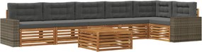 vidaXL Σειρά Καναπέ Εξωτερικού 7 pcs Φυσικό και Ανθρακί