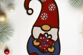 Σετ των 3 Intra απο ξύλο plywood 3mm-4mm πάχος Χριστουγεννιάτικο στολίδι Gnome, κοπής με λέιζερ Δίασταση 4x4 cm INTRAFABR-87047050