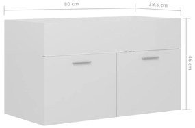 Ντουλάπι Νιπτήρα Γυαλιστερό Λευκό 80x38,5x46 εκ. από Επεξ. Ξύλο - Λευκό