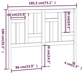 vidaXL Κεφαλάρι Κρεβατιού 185,5 x 4 x 100 εκ. από Μασίφ Ξύλο Πεύκου