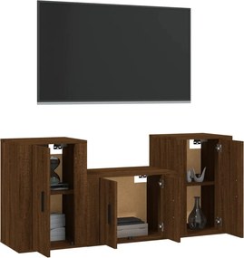 vidaXL Σετ Επίπλων Τηλεόρασης 3 Τεμαχίων Καφέ δρυς Επεξ. Ξύλο