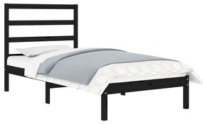 vidaXL Πλαίσιο Κρεβατιού Μαύρο 75 x 190εκ. από Μασίφ Ξύλο Small Single