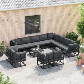 vidaXL Σετ Καναπέ Κήπου 13 pcs Μαύρο 70 x 70 x 32 εκ Αλουμίνιο