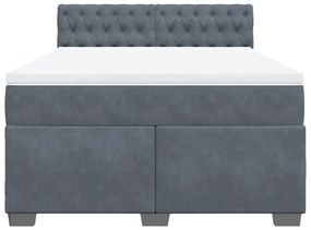 vidaXL Κρεβάτι Boxspring με Στρώμα Σκούρο Γκρι 160x200 εκ. Βελούδινο