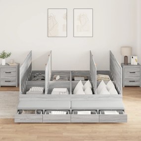 vidaXL Κρεβάτι με Αποθηκευτικό Χώρο Γκρι sonoma 200x200 εκ.