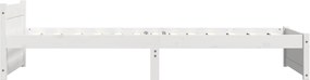 vidaXL Πλαίσιο Κρεβατιού Λευκό 75x190 εκ. Μασίφ Ξύλο Small Single