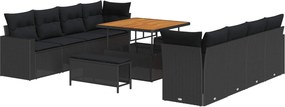 vidaXL Σετ Καναπέ Κήπου 11 pcs Μαύρο συνθετικό ρατάν
