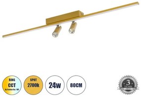 Φωτιστικό Οροφής Linear Design Χρυσό BARETTI 61228 Globostar-61228-Χρυσό 61228