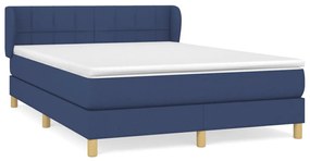 vidaXL Κρεβάτι Boxspring με Στρώμα Μπλε 140x190 εκ. Υφασμάτινο