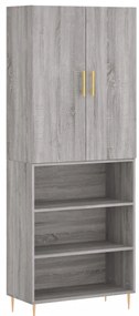 vidaXL Ντουλάπι Γκρι Sonoma 69,5 x 34 x 180 εκ. Επεξεργασμένο Ξύλο