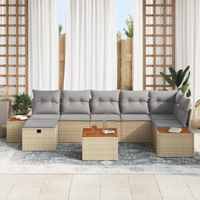 vidaXL Σετ Καναπέ Κήπου 8 pcs Μπεζ 55 x 62 x 69 εκ Πολυ ράταν