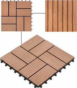 vidaXL Πλάκα Κατασκευής 11 pcs Καφέ 30 x 30 cm WPC