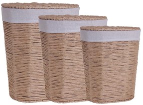 Σετ 3 Καλάθια Bamboo Μπεζ 48x35x53cm,42x30x48cm,36x25x42cm Etoile LM-502B
