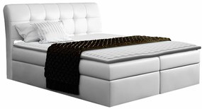 Κρεβάτι continental Baltimore 110, Continental, Διπλό, Άσπρο, 180x200, Οικολογικό δέρμα, Τάβλες για Κρεβάτι, 180x217x123cm, 177 kg, Στρώμα: Ναι