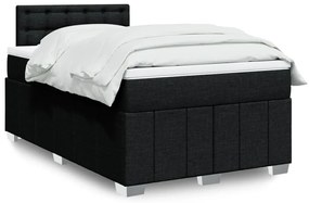 vidaXL Κρεβάτι Boxspring με Στρώμα Μαύρο 120x190 εκ. Υφασμάτινο