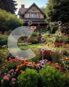 Intra Συλλεκτικό Ξύλινο Παζλ Plywood 4mm - Πανέμορφος κήπος με ποικιλία λουλουδιών και φυτών Σε Ξύλινο Κουτί - Διαστάσεις: 10x10 cm – 25 κομμάτια