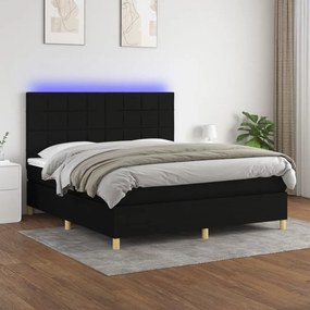 ΚΡΕΒΑΤΙ BOXSPRING ΜΕ ΣΤΡΩΜΑ &amp; LED ΜΑΥΡΟ 160X200 ΕΚ. ΥΦΑΣΜΑΤΙΝΟ 3135447