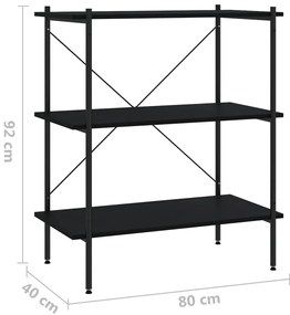 vidaXL Ραφιέρα 3 Επιπέδων Μαύρη 80 x 40 x 92 εκ.