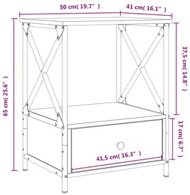 Κομοδίνα 2 τεμ. Μαύρα 50 x 41 x 65 εκ. από Επεξεργασμένο Ξύλο - Μαύρο