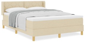 vidaXL Κρεβάτι με Ελατήριο και Στρώμα Κρεμ, 140 x 200 εκ. Υφάσματος.