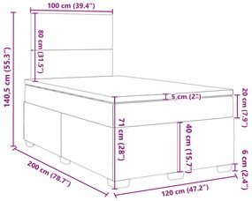 Κρεβάτι Boxspring με Στρώμα Taupe 120x200 εκ. Υφασμάτινο - Μπεζ-Γκρι