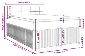 Κρεβάτι Boxspring με Στρώμα Μαύρο 140x200 εκ. Υφασμάτινο - Μαύρο