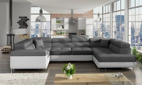 Γωνιακός καναπές Ollenne-Δεξιά-Λευκό - Γκρι - 365.00Χ212.00Χ90.00cm