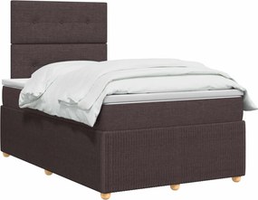 vidaXL Κρεβάτι box spring με στρώμα Σκούρο Καφέ 120 x 200 cm Ύφασμα
