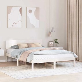 vidaXL Κρεβάτι  με κεφαλαία, Λευκό, 160 x 200 εκ, από μασίφ ξύλο πεύκου