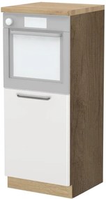 Επιδαπέδιο ντουλάπι φούρνου ψηλό Modena K14-60-1KR-Φυσικό σκούρο - Λευκό γυαλιστερό - 60.00Χ60.00Χ148.00cm