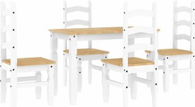 vidaXL Σετ Τραπεζαρίας 5 Τεμαχίων Panama από Μασίφ Ξύλο Πεύκου Λευκό