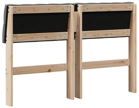 vidaXL Ταπετσαρισμένο κεφαλάρι Σκούρο Γκρι 120 cm Στερεά ξυλεία πεύκου