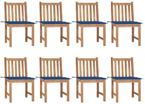 vidaXL Καρέκλες Κήπου 8 Τεμαχίων από Μασίφ Ξύλο Teak με Μαξιλάρια