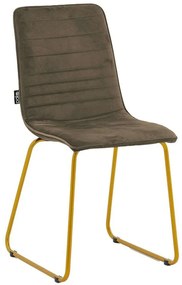 Καρέκλα Amalia 029-000133 44x55x88cm Brown-Gold Βελούδο, Μέταλλο