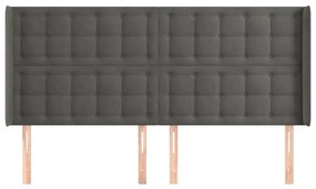 Κεφαλάρι με Πτερύγια Σκούρο Γκρι 203x16x118/128 εκ. Βελούδινο 3120081