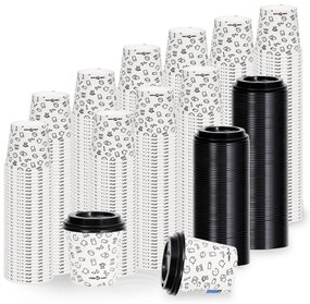 vidaXL Ποτήρια Καφέ Χάρτινα με Καπάκια 120 ml 1000 Τεμάχια Λευκά/Μαύρα