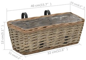 vidaXL Ζαρντινιέρες Μπαλκονιού 2 τεμ. 40 εκ. από Wicker με Επένδυση PE