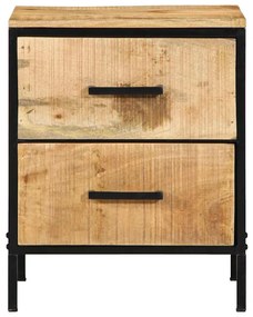 vidaXL Κομοδίνο Καφέ και μαύρο 40 x 35 x 50 εκ. Μασίφ ξύλο μάνγκο