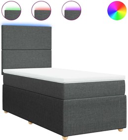vidaXL Κρεβάτι Boxspring με Στρώμα Σκούρο Γκρι 80x200 εκ. Υφασμάτινο