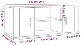 Έπιπλο Τηλεόρασης Μαύρο 100 x 35 x 40 εκ. Επεξ. Ξύλο - Μαύρο