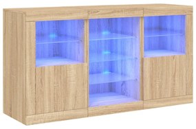 vidaXL Μπουφές με LED Sonoma Δρυς 123 x 37 x 67 εκ.