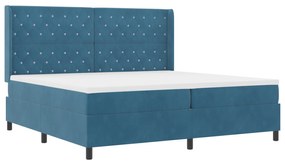 vidaXL Κρεβάτι με Βάση και Ματρίς Σκούρο Μπλε 200x200 εκ. Βελούδο