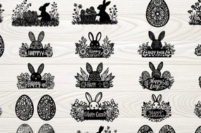 Σετ των 2 Intra απο ξύλο plywood Χρώμα wenge 3mm-4mm πάχος - Πασχαλινή σιλουέτα κοπής με λέιζερ Δίασταση 20x20 cm INTRAFABR-94392117