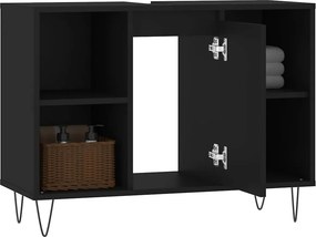 vidaXL Ντουλάπι Μπάνιου Μαύρο 80 x 33 x 60 εκ. από Επεξεργασμένο Ξύλο