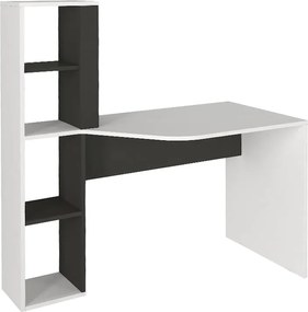 Γραφείο εργασίας Gemini Megapap χρώμα ανθρακί - λευκό 121,8x59,6x131,8εκ.