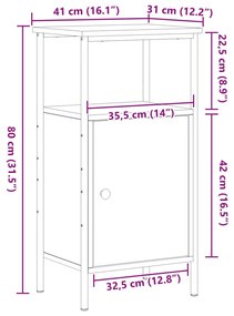 ντουλάπι κομοδίνου Παλιό ξύλο 41x31x80 cm Κατασκευασμένο ξύλο - Καφέ